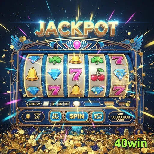 Imagem de um caça-níqueis virtual de slots do site 40win, com símbolos brilhantes e cores vibrantes.